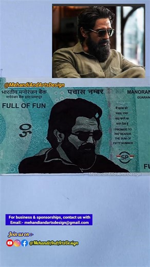 Arjun Rampal Sketch on ₹50 Note Dhurandhar 2 | Mehandi And Arts Design #MehandiAndArtsDesign #shorts