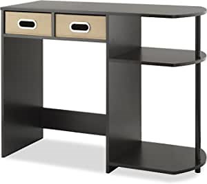 Whitmor Computer Writing Desk with Side Shelves & Removable Bins, Espresso
