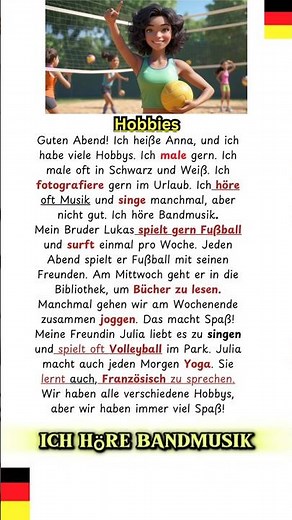 Learn Hobbies in German | Beginner Vocabulary A1 #deutsch #germanlanguage #germanforbeginners