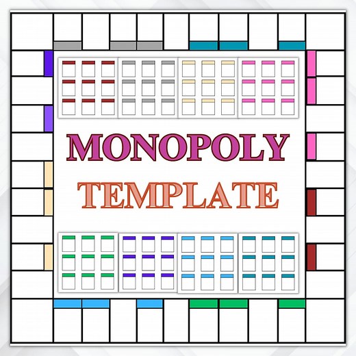 Custom Monopoly Game Board Template | Editable DIY (digital Download) - Etsy