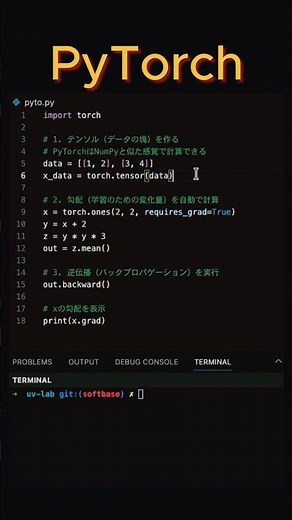 【AI開発】PyTorchって何？なぜみんな使ってるの？ 🧠#Python #PyTorch #ai開発 #ディープラーニング #プログラミング初心者