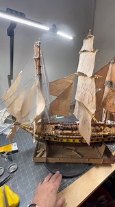 All sails are up now the rigging starts. #ships #wood #occre #models #woodships #rigging #modeling | Frank Deangelis