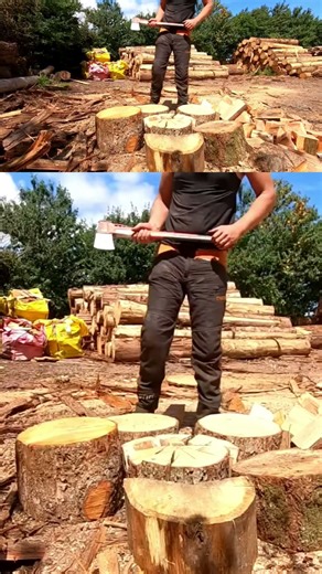 how to split wood with less handling and max efficiency #woodsplitter #axe #firewood #woodworking