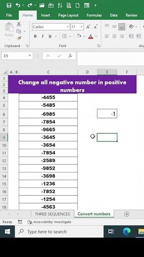 Excel tip || change negative value column in positive values in a second Don't forget to follow.. #excelreels #msexceltips #excelreels #excelinhindi #exceltips #exceltricks #Microsoft365 #Microsoft | Trick and click
