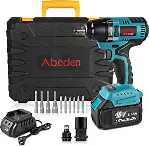 Cordless Impact Wrench Set,18V 4.0Ah Battery Brushless Motor Impact Driver Kit,1/2'' Chuck,Max Torque 295 ft-lbs,Variable Speed,5pc Socket Bits,6pc Driver Bits,Power Tool Case