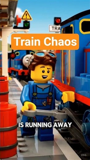 LEGO Train Chaos 🚂 Engine Escapes the Station! | Stop Motion #shorts