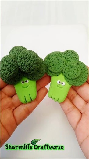 Mini Broccoli with Clay 🥦#shorts #claycraft #broccoli #diy #foryou