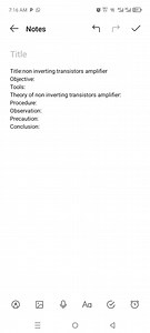Non-inverting Transistor Amplifier Provide the theory, procedur... | Filo