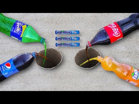 MENTOS in PEPSI, SPRITE, COCA COLA, FANTA UNDERGROUND! - Experiment