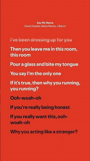 Say My Name - David Guetta, Bebe Rexha, J Balvin (Lyrics)