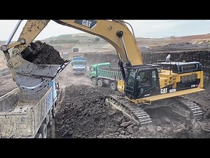 Caterpillar 374D Excavator Loading Mercedes And MAN Trucks - Interkat SA