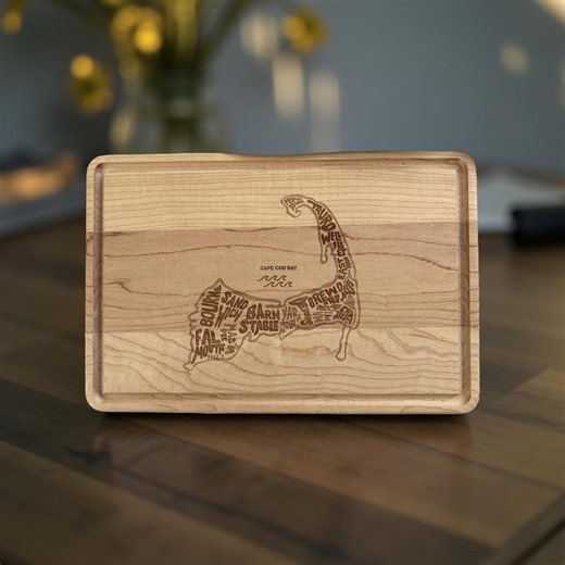 Cape Cod Map Cutting Board With Drip Ring 3 Sizes Available - Etsy