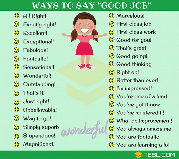 99 Ways to Say Good Job in English • 7ESL