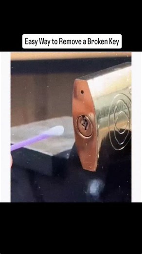 Maddy Kumar X The God Particle on Instagram: "This video explains a simple trick to remove a broken key stuck inside a lock by using a cotton swab and heat, showing how the softened tip can briefly stick to the metal and help pull the key fragment out. It is shared for general awareness and curiosity only, and viewers should be cautious, as working with fire and hot materials can be dangerous. Always prioritize safety, avoid trying this on important or secure locks, and consider contacting a pro