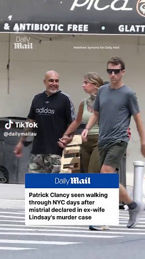 Patrick Clancy is seen on an hours-long walk in New York City just days after his ex-wife Lindsay Clancy's murder case was declared a mistrial in Massachusetts. Clancy appeared to be clearing his mind as he strolled through the Big Apple, where he lives, in a simple pair of gym shorts and a T-shirt. He accessorized with a dark pair of sunglasses as he took his solo walk through Manhattan on Sunday. Clancy has been spotted a few times throughout Lindsay's trial, including with his wife, who was n