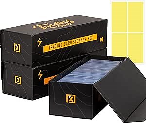 Amazon.com: HOMEXPRO Trading Card Storage Box [3 PACK] - Magnetic Lid | Fits 800 Cards, 200 Toploaders, or 50 One Touch - Baseball Card Storage Box - Labels included : Toys & Games