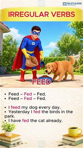 Master Irregular Verbs: FEED - FED - FED | Learn One, Know Two with BILETLEARN