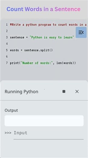 Python Basics - Count words in a Sentence #shorts
