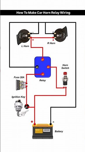 How To Make Car Horn Relay Wiring Diagram | Car Horn Relay Connection #relay #horn #wiringdiagram