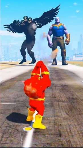 Random Superheroes VS Giant Venom & Thanos #gta5 #youtubeshorts #shorts #gta