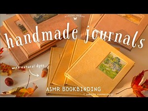 Making Journals with Natural Dyes ✿ asmr cozy bookbinding process, no music
