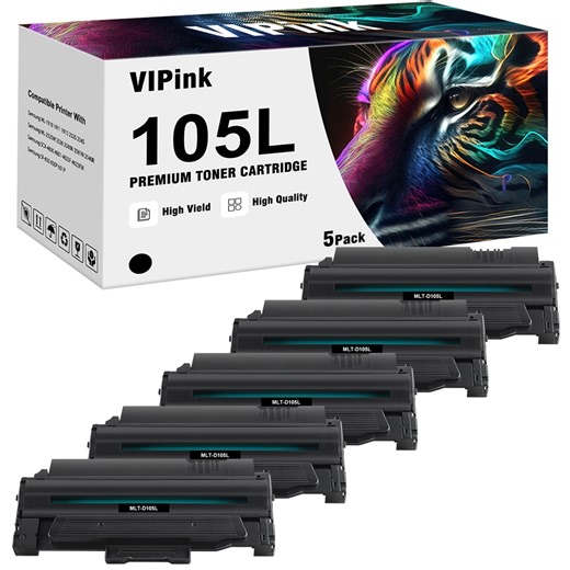 MLT-D105L D105L 105L Toner Cartridge Compatible for Samsung D105L MLT-D105L ML-2525W ML-2525 ML-2545 ML-1915 SCX-4623F SCX-4623FW SCX-4623FN SF-650 SF-650P Printer (Black, 5-Pack)