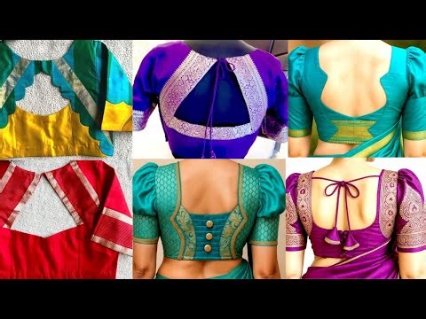 Pattu Border Blouse Back Neck Designs😍Simple Blouse Neck Patterns