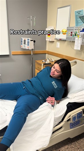 Practicing restraints for lab! #nursingstudent #nursingschool #nursingschoollife #studentnurselife #nursing