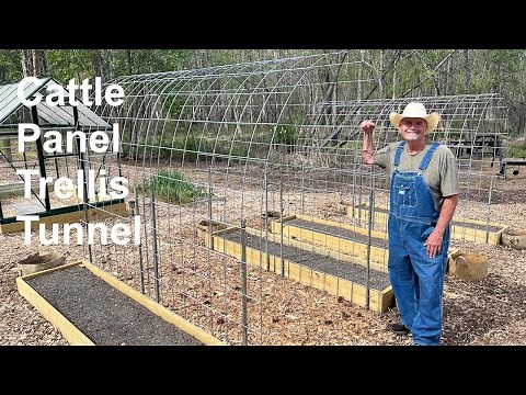 Cattle Panel Trellis Tunnel Using Planter Beds