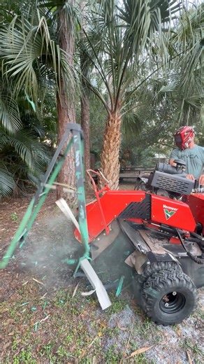 What Happens When a Stump Grinder Eats a Ladder 😳 #weldingtipsandtricks #stumpremoval #woodworking
