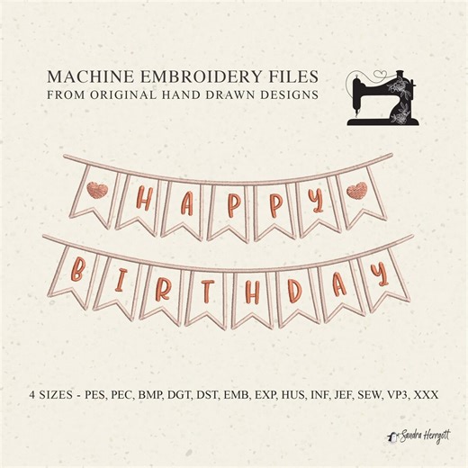 Birthday Banner Machine Embroidery Design Pattern File, Celebration Party Quote Student School Teacher Child Kid Baby Nursery Home Decor Pes - Etsy