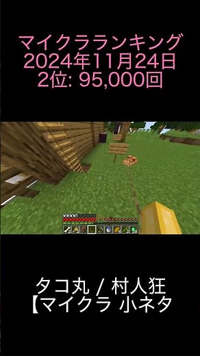 2024年11月24日 マイクラランキング 2位: タコ丸 村人狂【マイクラ 小ネタ 検証 茶番】 2