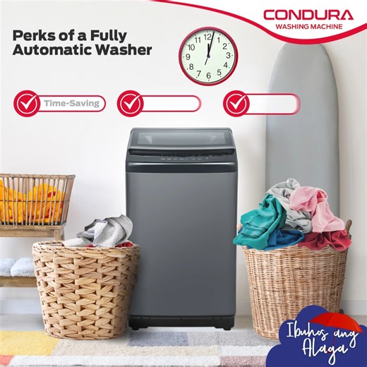 Walang time maglaba kaya patong-patong na laundry mo? Kayang tapusin 'yan nang mabilisan with a fully automatic washer tulad ng Condura Top Load Inverter! ​ 'Di ito budol, ka-lokal! Promise, mas dadali ang laundry life mo. Paano? Scroll down to know about its benefits! ​ #AlagangCondura​ #TopLoadInverter | Condura