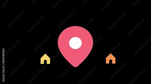 Pin location near house resident, share location, pinned map animated footage