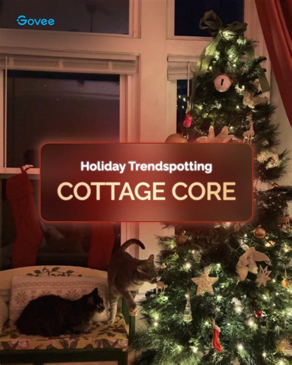11K views · 16 reactions | You may have heard of cottage core…but Laurenemilyjuarez is taking it to a whole new ✨festive✨ level this holiday season. With Govee’s Christmas Sparkle Lights, you can add that magical finishing touch to any aesthetic, especially if you’re craving cozy, nostalgic vibes. Think 16 million colors, a dreamy warm white glow, and lighting that even dances to your favorite holiday playlist. #GoveeVintageChristmas #DecorTrends #CottageCore | GOVEE | Facebook
