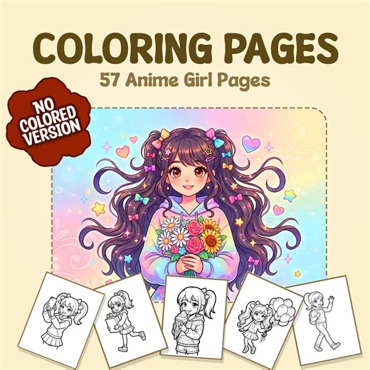 Anime Girl Coloring Pages, Printable Manga-style PDF for Kids, Teens, Adults, Digital Download Kawaii Pages - Etsy