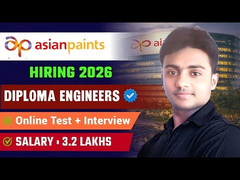 Asianpaints is Hiring 2026। Diploma Engineers। CTC : 3.2 LAKHS। Permanent Job। Latest Jobs 2026 