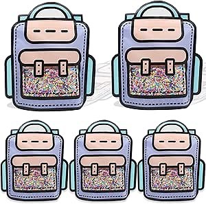30 Pack Cartoon Backpack Goodie Bags Clear Gift Candy Bags with Handle Small Plastic Ziplock Seal Bag Smell Proof Resealable Packaging Storage Bag Candy Bag Party Favor Birthday(Purple)