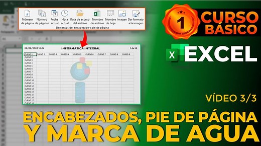 CÓMO PONER ENCABEZADOS, PIE DE PÁGINA Y UNA IMAGEN EN MARCA DE AGUA EN EXCEL (Nueva Versión) En este vídeo aprenderá a utilizar las Herramientas de Encabezado, Pie de Pagina Y Marca de Agua, y algunas otras funciones que son muy efectivas para facilitarte y ahorrarte tiempo a la hora de realizar tus trabajos. Los encabezados son títulos repetitivos en la parte superior de la hoja y los Pie de página de igual manera, solo que a diferencia del encabezado este se posiciona en la Parte inferior de l
