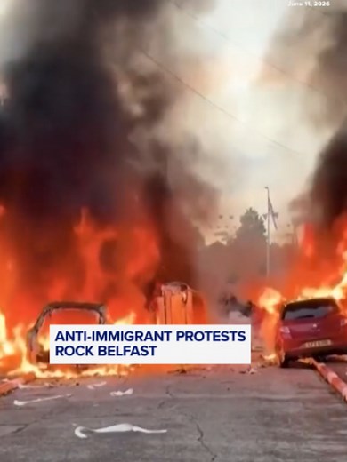 There's been a second night of violent protests in Belfast, Northern Ireland, after an immigrant from Sudan was charged with a brutal knife attack on a man in the city. ABC News' @jamesaalongman reports. #news #belfast #northernireland