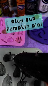 You can use hot glue in a silicone mold & you can paint it!! Watch this fun video showing how I made a cute little pumpkin pin! #pumpkin #pin #diy #craftersoffacebook #craftersgonnacraft #hotglue #siliconemolds #decoart #halloweenartist | Holly Hanley Painting Designs & Classes