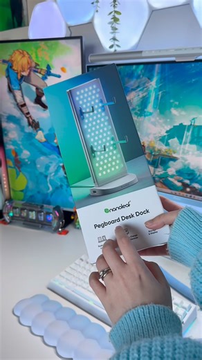 Des🦋✨ on Instagram: "🩵Unboxing the Nanoleaf Pegboard Desk Dock💫 Absolutely love @nanoleaf and this product, and now I have it in white! Perfect for my white and blue space! 🥺🫶🏻 This desk accessory is awesome for any desk/gaming space! It adds organization, RGB lighting, and cable management all in one! The lighting can be easily changed by either tapping the bottom of the dock or through the Nanoleaf Desktop App and there is so many color options! I will definitely be using this for my con