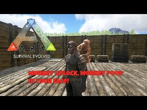 Ark Survival Evolved: Monkey unlock, Monkey poop in your face! Unlocking doors with a monkey!