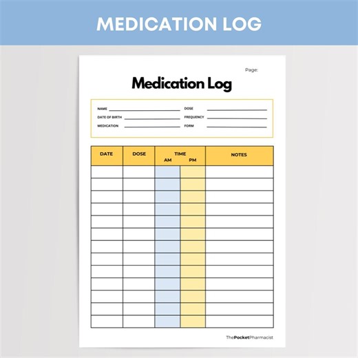 Medication Log Printable Medicine Tracker Health Record Sheet Medication Planner Patient Care Organizer Medication Reminder Medicine Log - Etsy