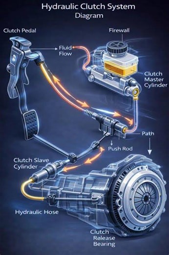 Hydraulic Clutch System Explained 🔧 | Diagram + Animation | Working Principle