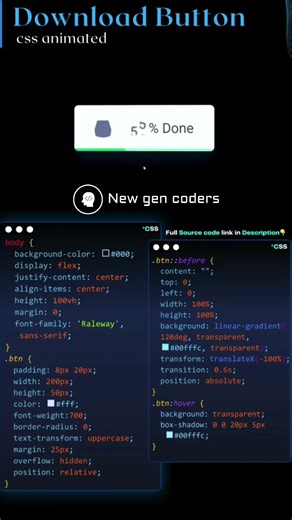 Download Button CSS Animated #coding #frontendcourse #viral #webdevelopment #python #codeflow