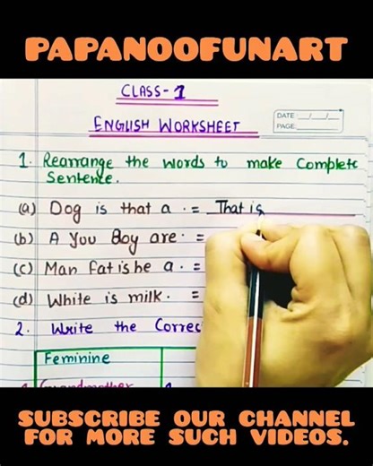 class-1 english worksheet.English worksheet for class-1.how to make sentences.#englishworksheets.