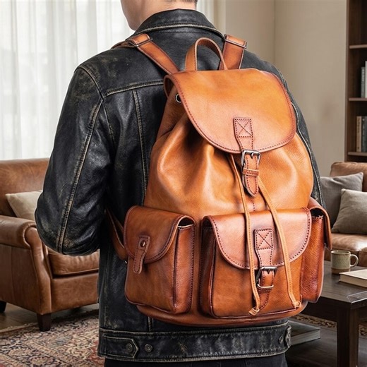 Men’s Large Soft Leather Backpack – Multi‑purpose Travel & Hiking Rucksack, Handmade Retro Crossbody Bag Durable Everyday Carry - Etsy