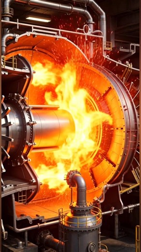 Inside a Gas Turbine Power Plant in 60 Seconds ⚡ | How Electricity Is Made#Shorts #GasTurbine