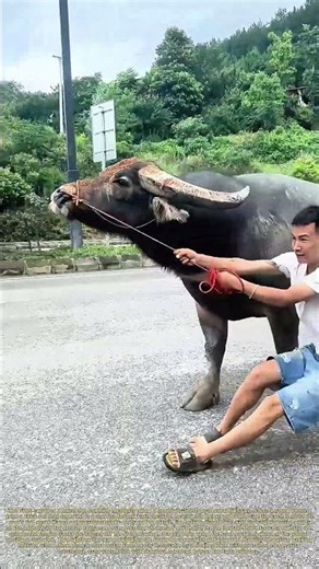 Pulling Against Strength: How A Heavy Buffalo Drags Its Handler Across Paved Roadways